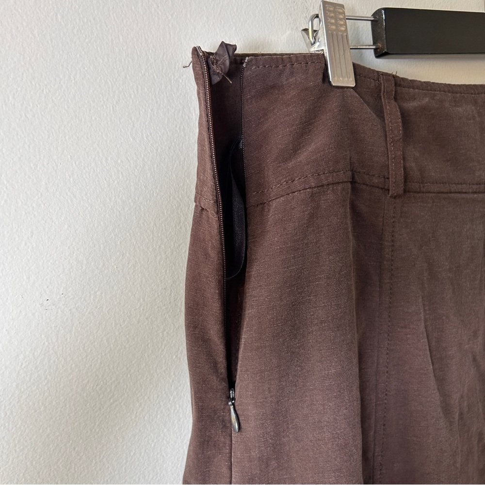 Marks & Spencer Women’s Size 8 Brown Button-Front Maxi Skirt Linen Blend Safari - Picture 7 of 14